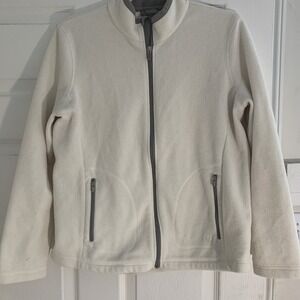 Talbots Jacket Women's Size Médium  Ivory Snap Pockets Slits Zipper